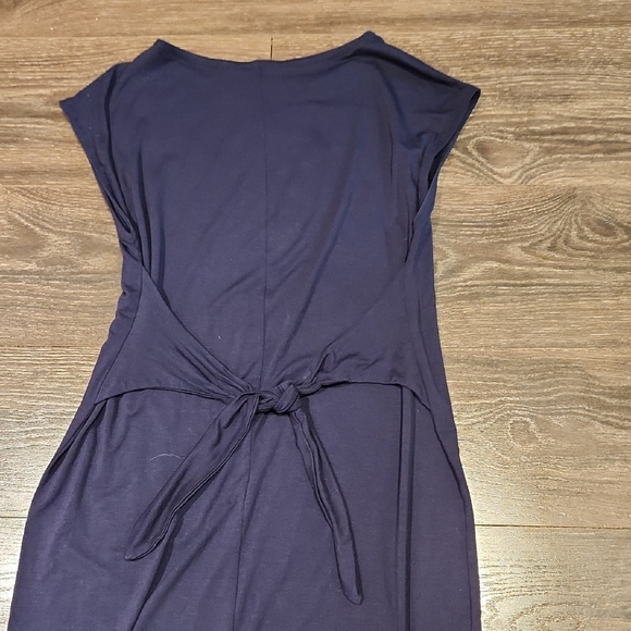 ❤️ EILEEN FISHER NAVY BLUE FINE JERSEY TIE WAIST MIDI DRESS, SMALL - Picture 8 of 12